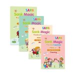 KidBook, 4-delni set delovnih zvezkov za pisanje in risanje z magičnim pisalom, ki se samodejno izbriše