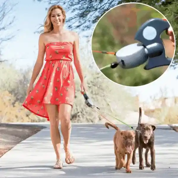 DoubleLeash, zložljiv povodec za dva psa