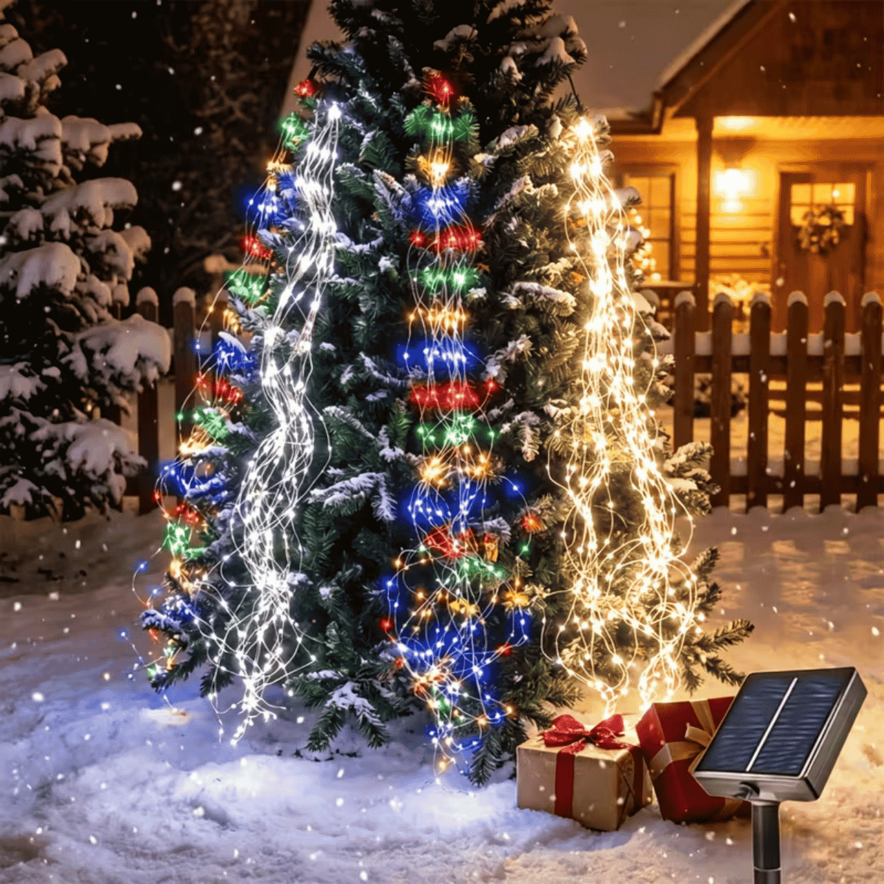 Instalație luminoasă festivă suspendată pentru o atmosferă magică